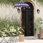 vidaXL Parasol avec Base Bleu et Marron 250 cm Coton et bois