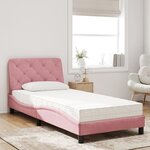 vidaXL Lit avec matelas rose 90x200 cm velours