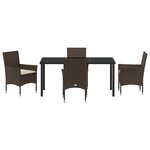 vidaXL Ensemble de salle à manger pour jardin 5 Pièces Marron Poly rotin