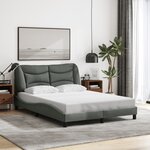 vidaXL Cadre de lit avec LED sans matelas Hvar gris foncé 140x190 cm tissu