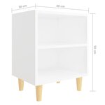 vidaXL Table de chevet avec pieds en bois massif Blanc 40x30x50 cm