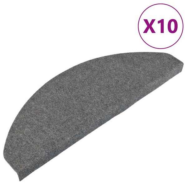 vidaXL Tapis d'escalier auto-adhésifs 10 Pièces gris 65x22 5x3 5 cm