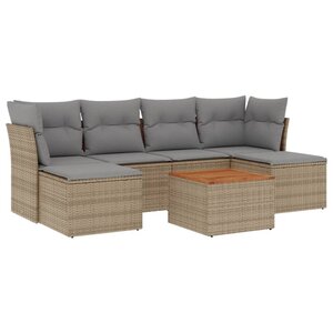 vidaXL Salon de jardin avec coussins 7 Pièces beige résine tressée