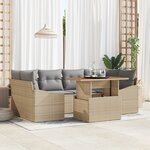 vidaXL Ensemble de canapé de jardin 7 pièces avec coussins beige poly rattan