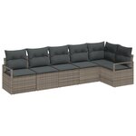Ensemble de canapé de jardin 6 pièces avec coussins Gris Poly Rattan