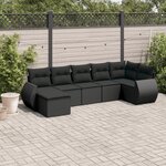 vidaXL Salon de jardin 7 Pièces avec coussins noir résine tressée
