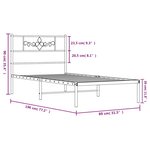 vidaXL Cadre de lit métal sans matelas avec tête de lit noir 75x190 cm