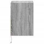 vidaXL Tables de chevet murales avec lumières LED 2 Pièces sonoma gris
