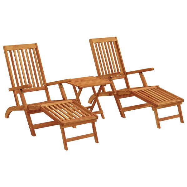 vidaXL Chaise longue inclinable et pliable 2 pc Bois d'Acacia Massif