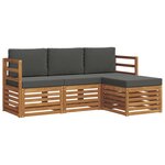 vidaXL Ensemble de canapés d'extérieur 4 pc Naturel et Anthracite