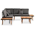 vidaXL Salon de jardin 4 Pièces avec coussins Bois d'acacia solide