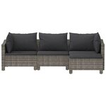 vidaXL Salon de jardin 4 Pièces avec coussins Gris Résine tressée