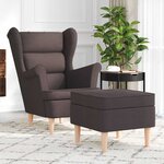 vidaXL Fauteuil avec repose-pied Marron foncé Tissu