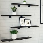 vidaXL Étagères de bibliothèque - Pack de 4 en chêne noir  60x10x1 5 cm - Fabriquées en bois d'ingénierie