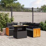 vidaXL Salon de jardin 6 Pièces avec coussins noir résine tressée