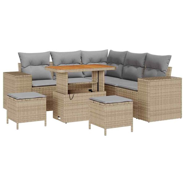vidaXL Ensemble de canapé de jardin 8 Pièces Beige et Gris clair
