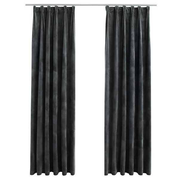 vidaXL Rideaux occultants et crochet 2Pièces Velours Anthracite 140x225cm