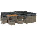 vidaXL Ensemble de canapé de jardin avec coussin 13 Pièces Gris