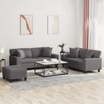 vidaXL Ensemble de canapés 3 Pièces avec coussins gris similicuir