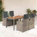 vidaXL Ensemble à manger de jardin 5 Pièces coussins gris résine tressée