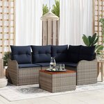vidaXL Ensemble de canapé de jardin 5 Pièces Gris Poly rotin