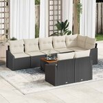vidaXL Ensemble de canapé de jardin 9 Pièces Noir et blanc