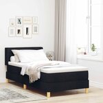 vidaXL Lit à ressorts avec matelas Noir 200 x 90 cm Polyester