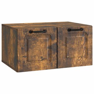 vidaXL Meuble TV mural Chêne fumé 59 5 x 41 x 30 cm Bois d'ingénierie