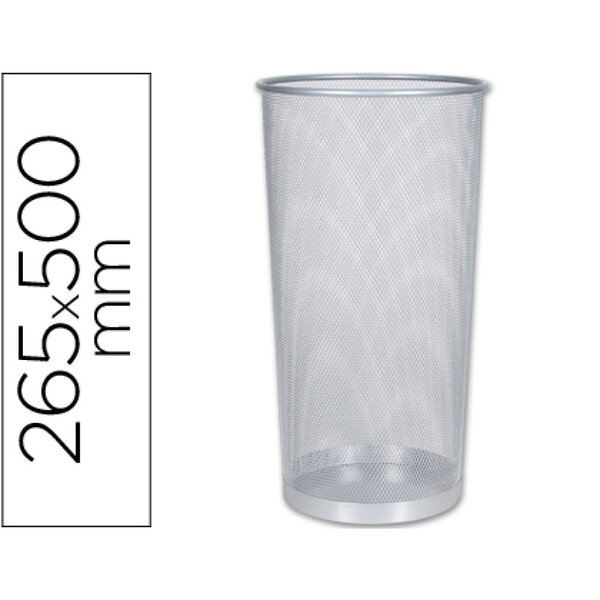 Porte-parapluies q-connect maille métallique capacité 22.6l hauteur 500mm diamètre fond 265mm coloris argent