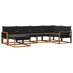 vidaXL Ensemble de canapés d'extérieur 6 pc Naturel et noir