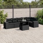 vidaXL Salon de jardin 7 Pièces avec coussins noir résine tressée