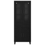 vidaXL Haut Armoire 2 Pièces Chêne noir Bois Aggloméré et Verre