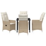 vidaXL Ensemble de jardin 5 pièces avec coussins beige en poly rotin