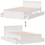 vidaXL Cadre de lit sans matelas avec tête de lit blanc 120x200 cm pin