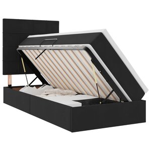 vidaXL Lit de rangement LED avec matelas Noir 100 x 200 cm Velours