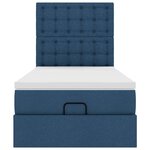 vidaXL Cadre de lit ottoman avec matelas bleu 90x190 cm tissu