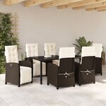 vidaXL Ensemble de salle à manger de jardin 7 pièces avec coussins en poly rotin marron