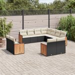 vidaXL Salon de jardin 11 Pièces avec coussins noir résine tressée