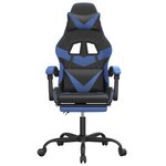 vidaXL Chaise de jeu pivotante et repose-pied Noir et bleu Similicuir