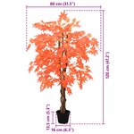 vidaXL Arbre d'érable artificiel Rouge 80 x 16 x 120 cm Tissu et bois