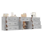 vidaXL Buffets 3 Pièces gris béton bois d'ingénierie