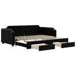 vidaXL Lit de jour avec gigogne et tiroirs sans matelas noir 100x200cm