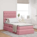 vidaXL Lit avec rangement et matelas Rose 90 x 190 cm Velours