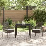 Ensemble de salle à manger de jardin 3 pièces avec coussins en poly rotin brun