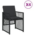 vidaXL Chaises de jardin lot de 4 avec coussins noir résine tressée