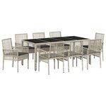 Ensemble de salle à manger de jardin 9 pièces vidaXL en poly rattan gris clair
