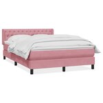 vidaXL Sommier à lattes de lit avec matelas rose 160x210 cm velours