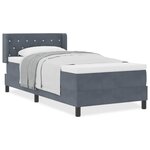 Lit à ressorts box avec matelas gris foncé 90x190 cm en velours