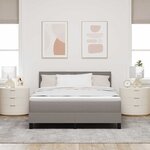 vidaXL Lit à ressorts avec matelas avec LED Taupe 140 x 200 cm tissu