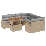 vidaXL Ensemble de canapé de jardin 9 Pièces Beige Poly rotin